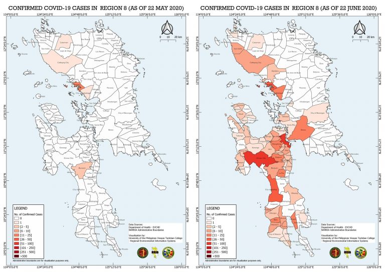 A total of 405 additional cases has been recorded between 22 May 2020, when the first map of confirmed COVID-19 cases in Eastern Visayas was published (based on data from the Department of Health Eastern Visayas - Center for Health Development), and 22 June 2020.